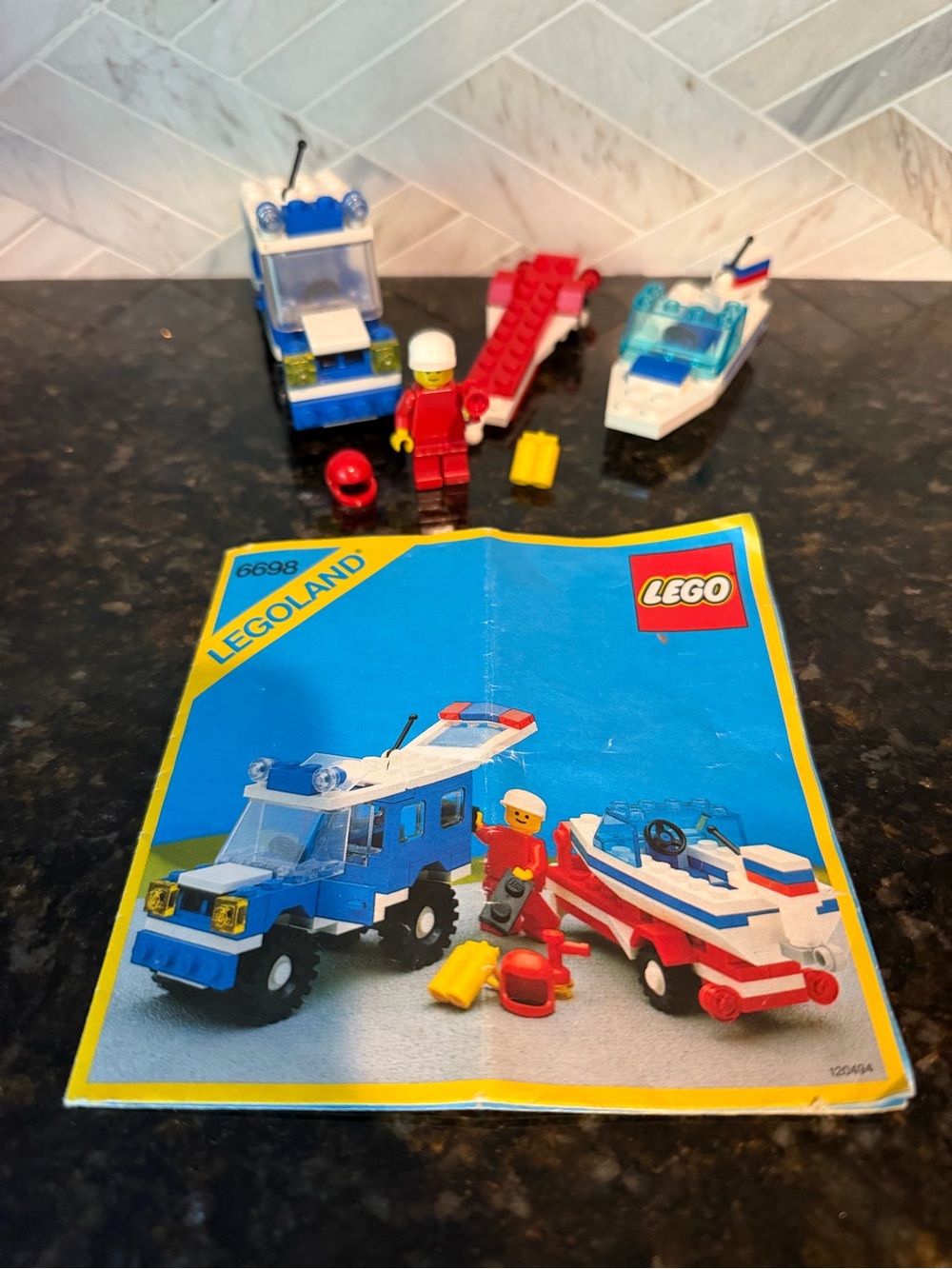 LEGO Vintage Set 6698 RV Truck & Boat Speedboat Trailer - Nearly Complete Set